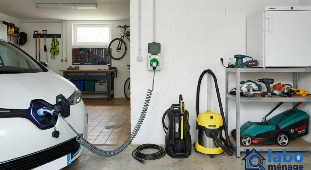 La prise est spécifiquement adaptée pour recharger les voitures électriques et hybrides via un câble compatible